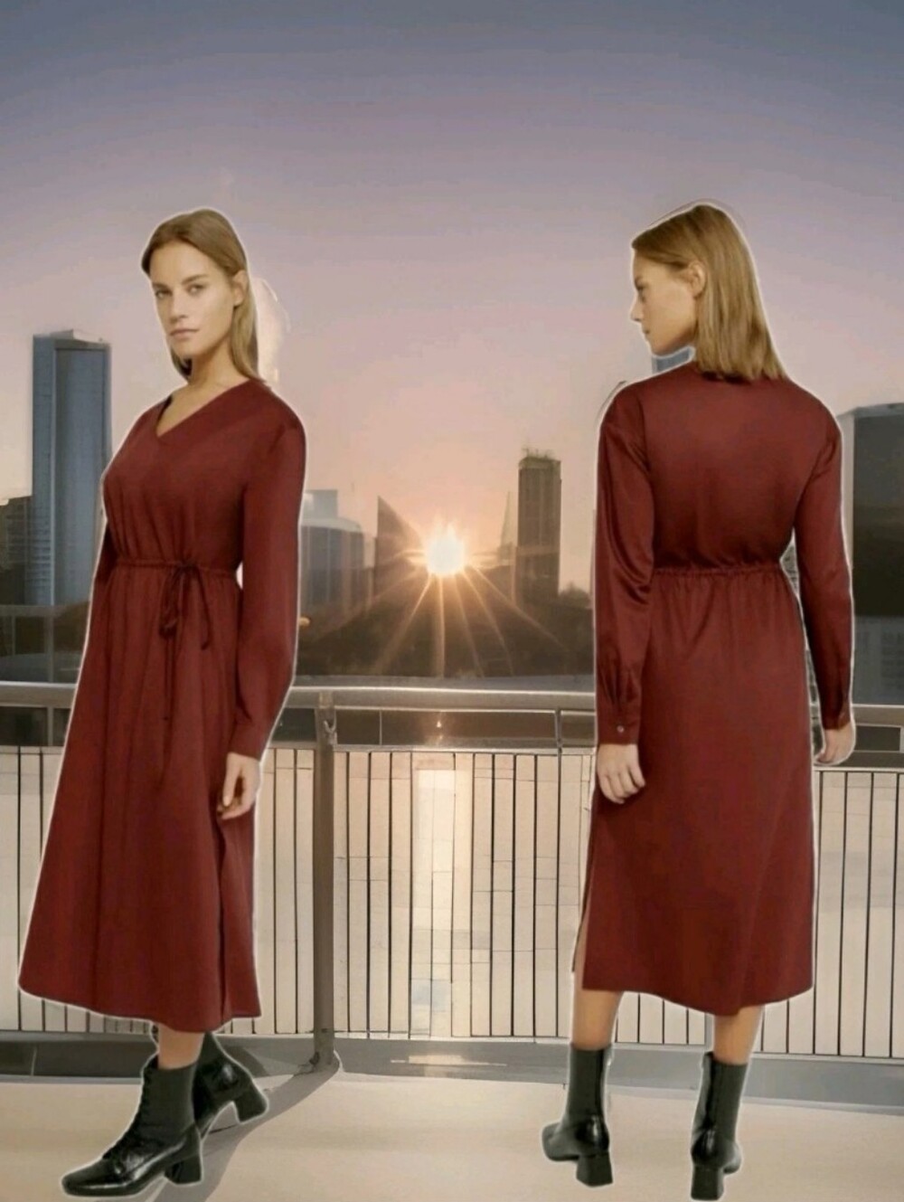 HARSHMAN: LOS ANGELES: $320: BELINDA: DRESS: BURGUNDY: SIZE: MEDIUM: BRAND NEW